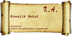 Kovalik Antal névjegykártya
